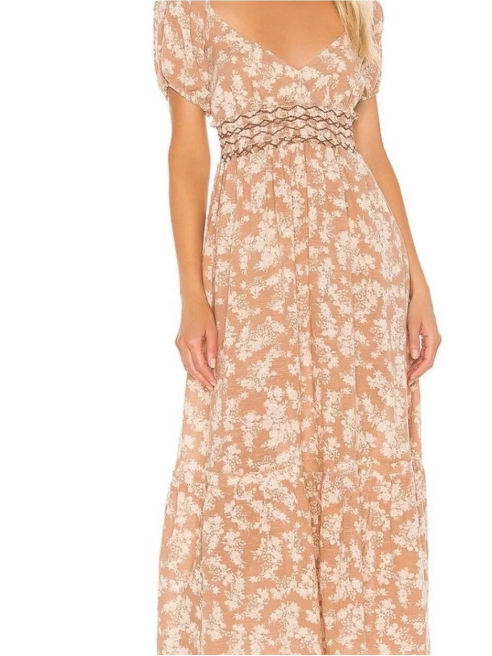 FREE PEOPLE ELLIE PRINT SMOCKED MIDI DRESS Medium